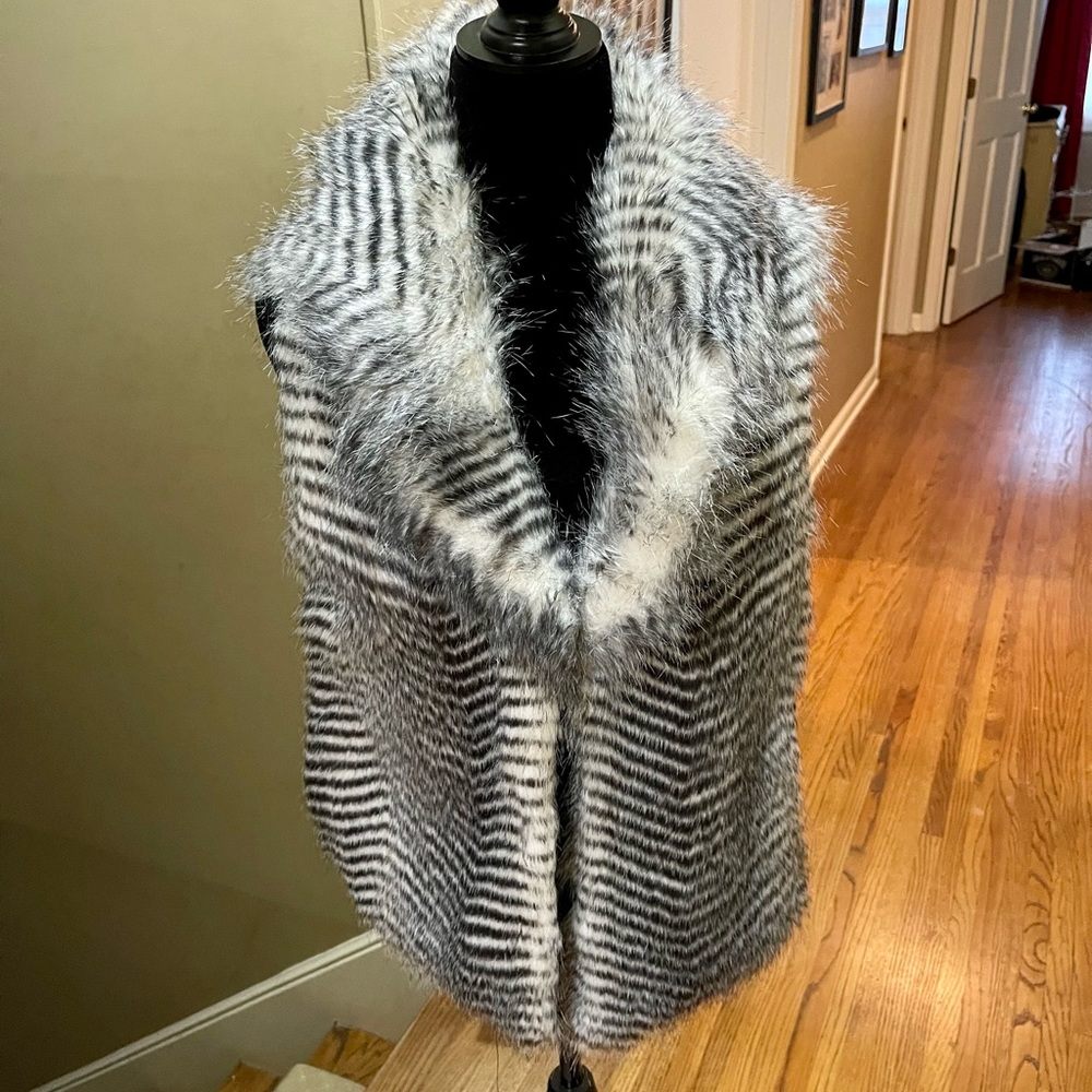 Faux Fur Zebra Stripe Vest